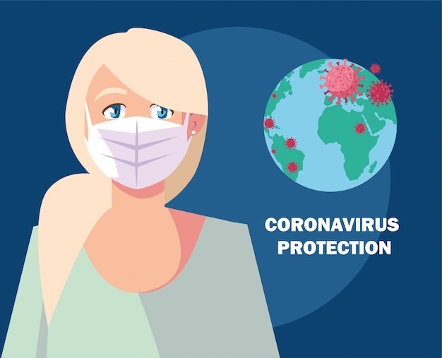 Femme Avec Masque Chirurgical, Protection Contre Les Coronavirus Dans Un Lieu Public