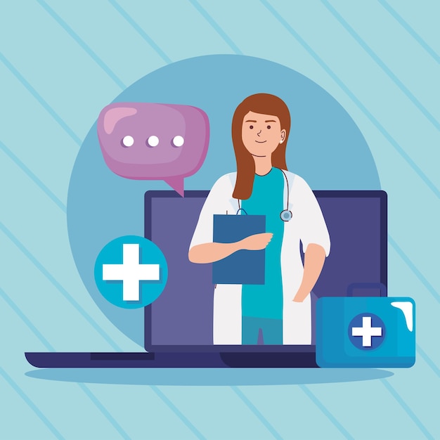 Femme médecin à l'attention de la télémédecine