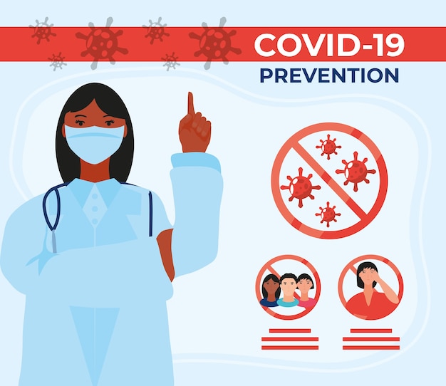 Femme Médecin Et Conseils Pour La Prévention Illustration Coronavirus Covid 19