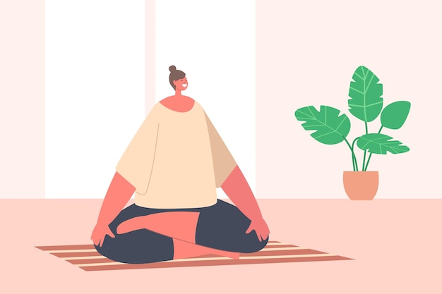 Femme Méditant Assis Dans La Posture Du Lotus Avec Les Mains Allongées Sur Les Genoux Yoga Mode De Vie Sain Relaxation Et équilibre De Vie
