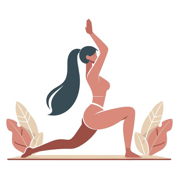 Vecteur femme en méditation de yoga pose illustration vectorielle bonne santé mentale style de vie de yoga et soin de soi