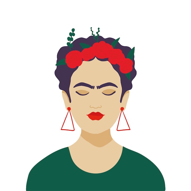 Femme mexicaine avec couronne de fleurs sur les cheveux