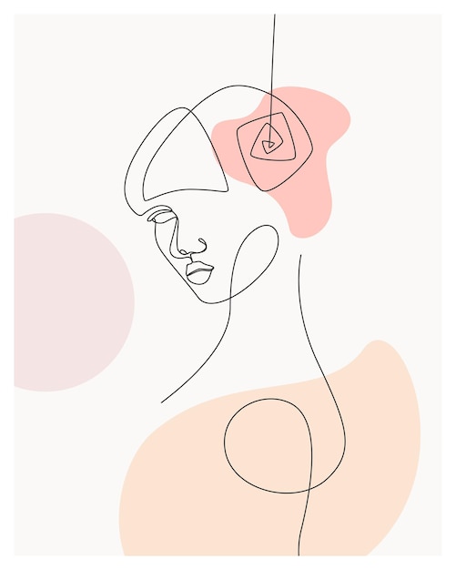 Vecteur femme minimale dessinée à la main avec des fleurs un style de ligne dessin arta