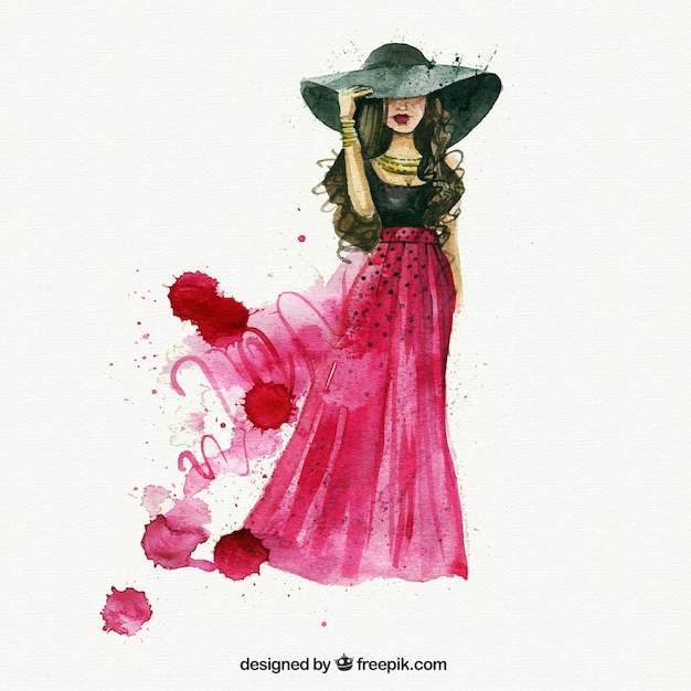 Femme de mode d&#39;aquarelle