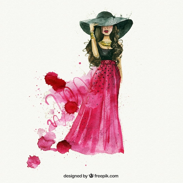 Femme De Mode D'aquarelle