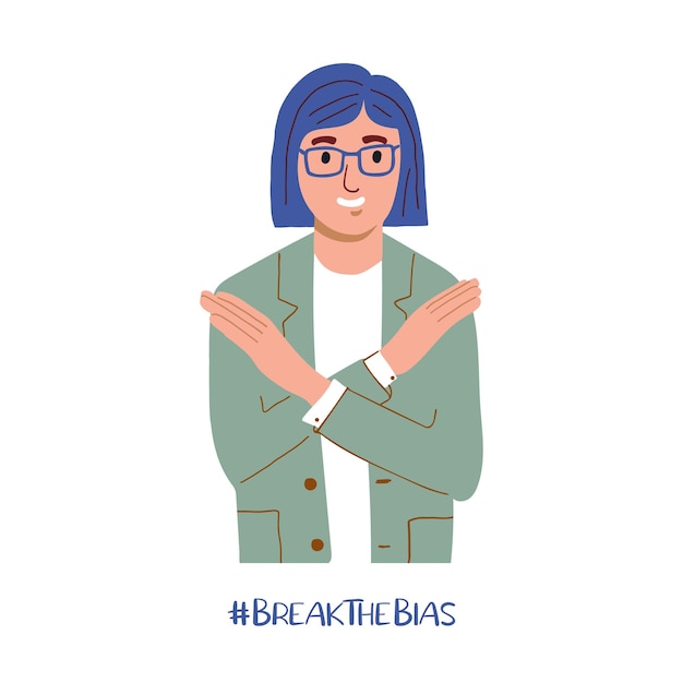 Une Femme Moderne Avec Les Bras Croisés Sur Les Mains Campagne Break The Bias