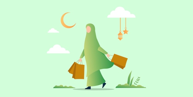 une femme musulmane fait du shopping