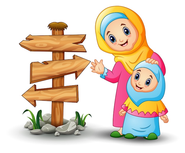 Une Femme Musulmane Tient Sa Tête De Fille