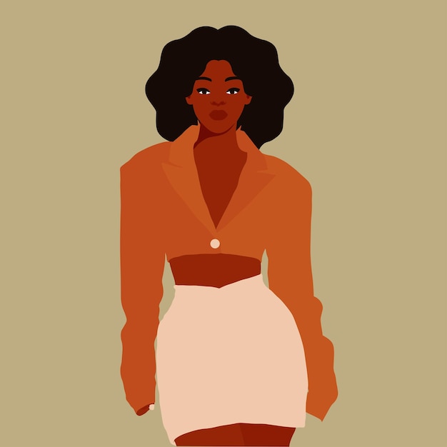 Femme noire afro dans un vecteur de style artistique élégant