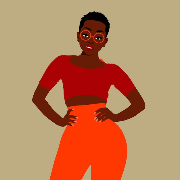 Femme noire afro élégante dans un vecteur de style artistique élégant