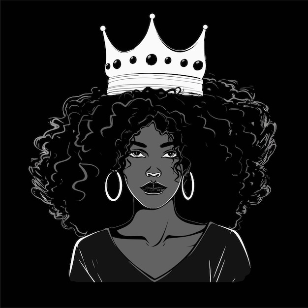 Femme Noire Afro Illustration Vectorielle Design Du Logo De La Chemise