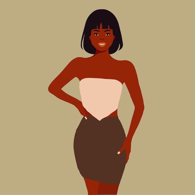 Femme noire à la mode moderne dans un vecteur de style artistique élégant