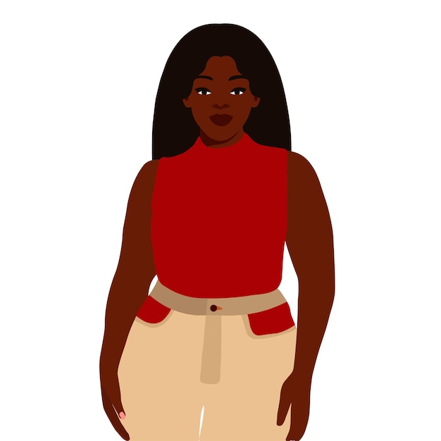 Femme noire à la mode moderne dans un vecteur de style artistique élégant