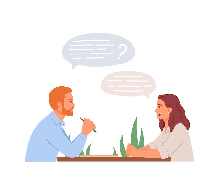 Femme parlant de compétences avec HR Concept d'interview Candidat répondant à des questions