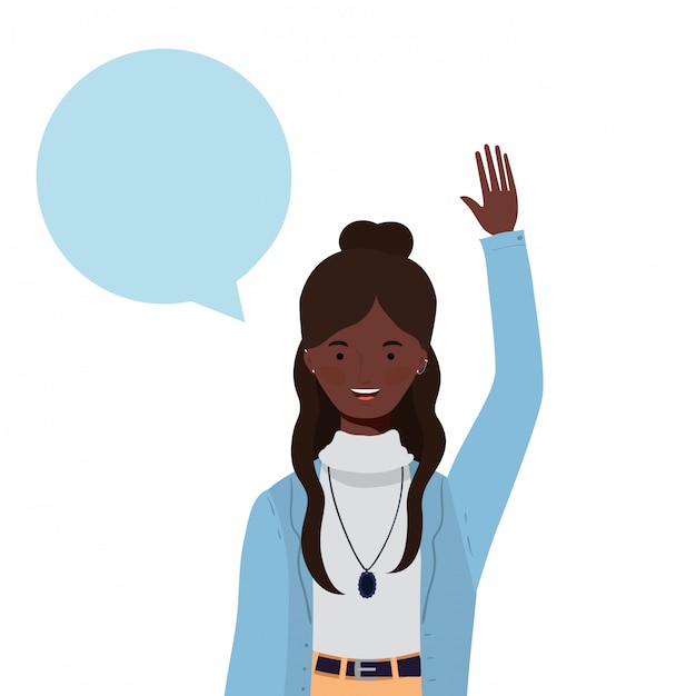 Femme avec personnage avatar bulle