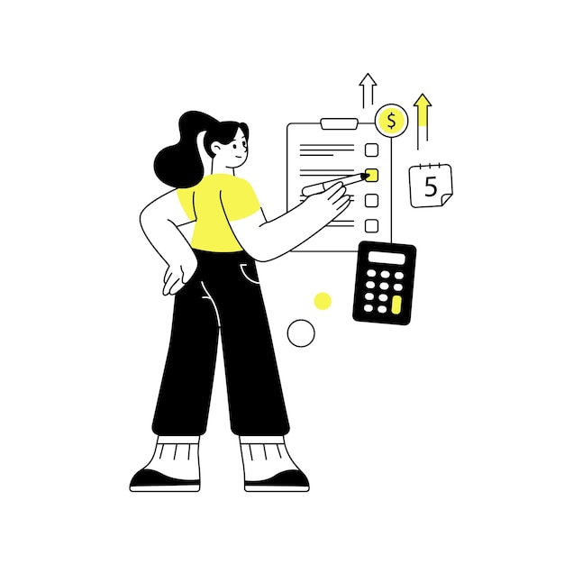 Femme Planifiant Pour Un Gain De Profit Illustration Vectorielle Plane Dessinée à La Main Pour La Technologie Financière