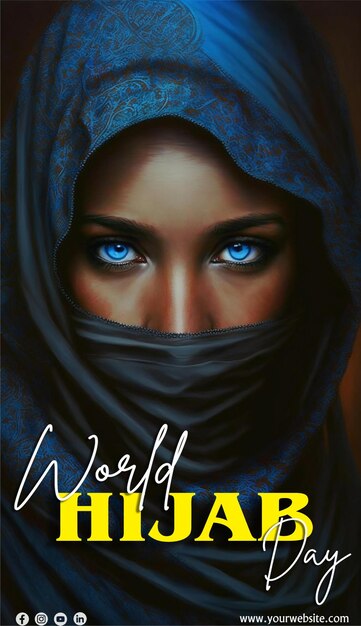 Vecteur une femme portant le hijab journée mondiale du hijab
