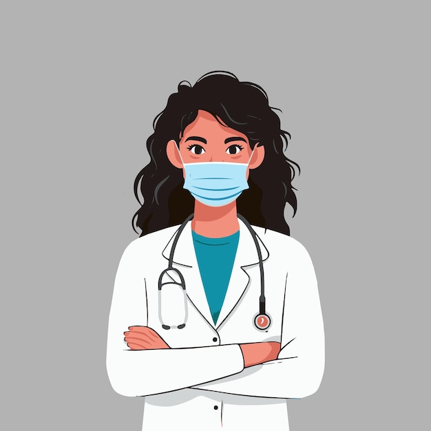 une femme portant un manteau de laboratoire blanc avec un stéthoscope sur son cou