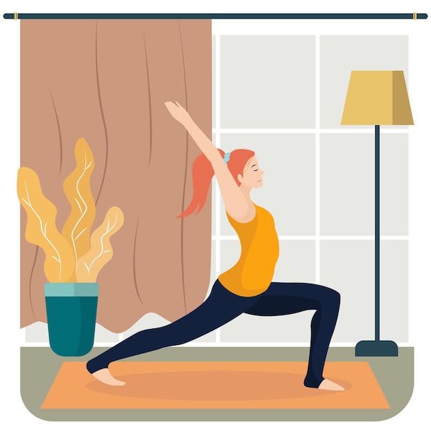 Femme En Position De Yoga à L'intérieur