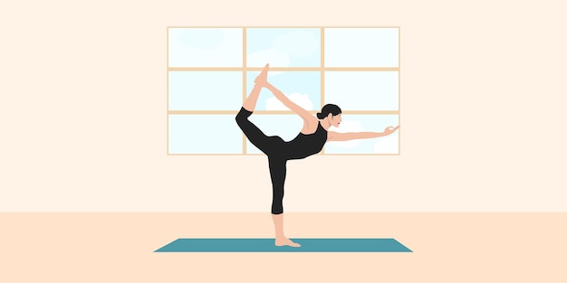 Femme Pratiquant La Pose Debout De Yoga
