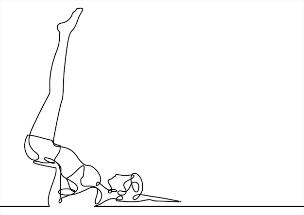 Femme Pratiquant Le Yogadessin Au Trait Continu