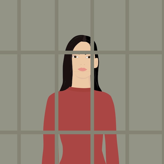 Vecteur femme en prison prisonnière politique