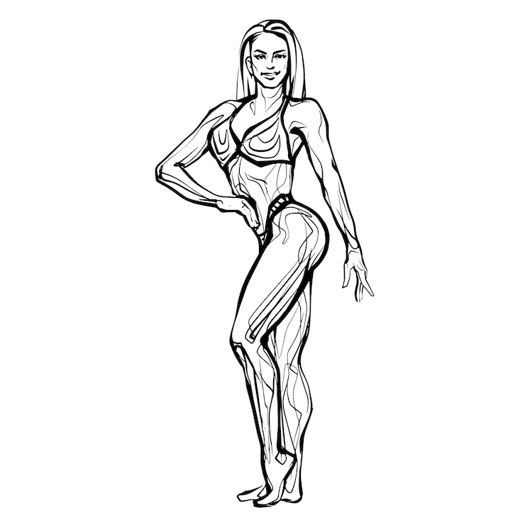Vecteur femme de remise en forme posant sexy femme figure belles silhouettes discothèque strip-tease illustration vectorielle