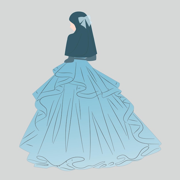 Une Femme En Robe Bleue Est Debout Dans Une Robe Bleue.