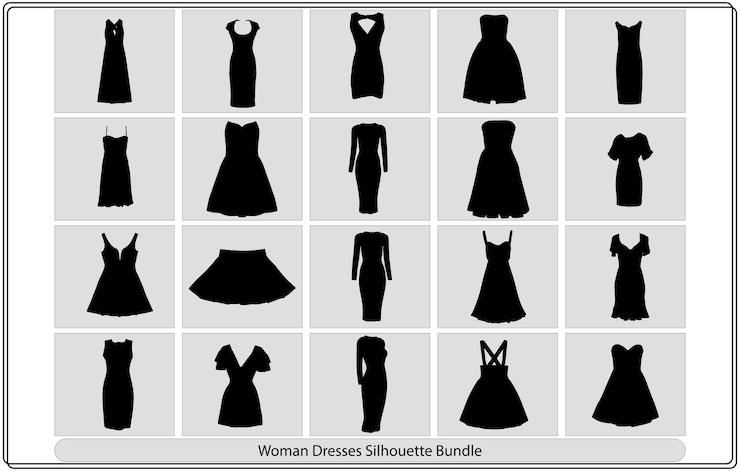 Vecteur femme robes silhouette