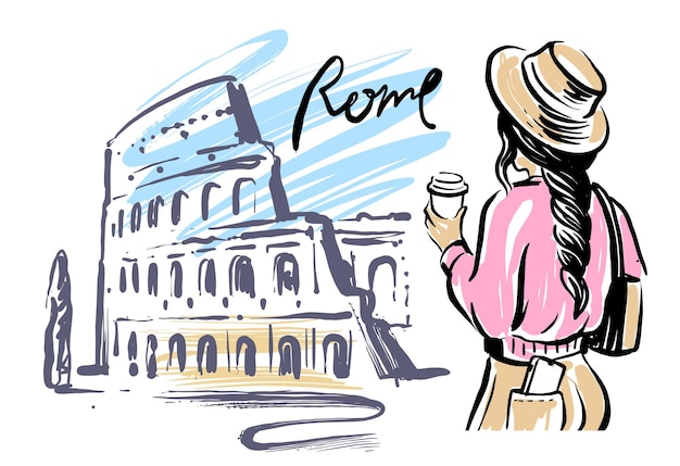 Vecteur une femme à rome