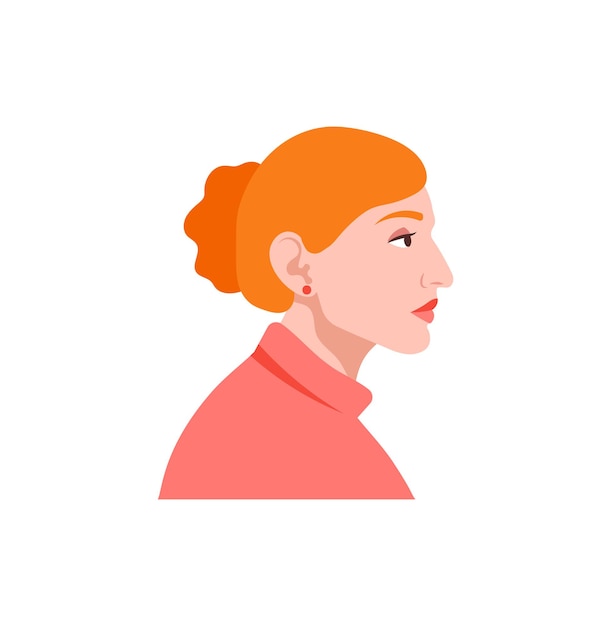 Vecteur femme rousse de profil