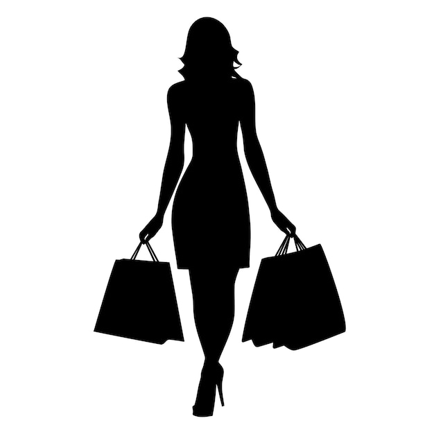 Femme avec des sacs d'achat silhouette illustration vectorielle