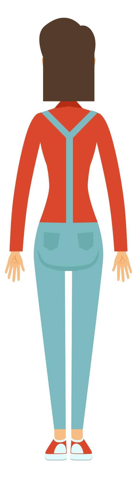 Vecteur femme en salopette vue arrière ouvrière professionnelle