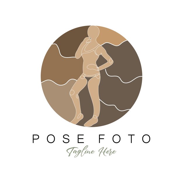 Femme Selfie Pose Logo Design Photo Style Illustration Vectorielle