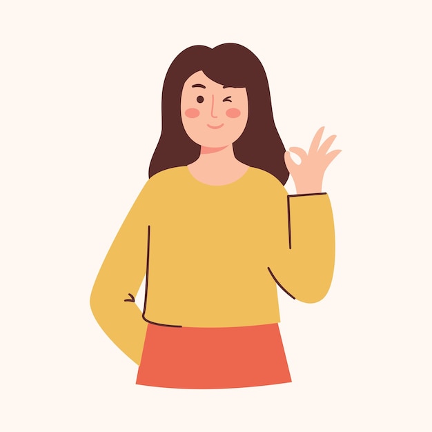 Femme avec signe ok