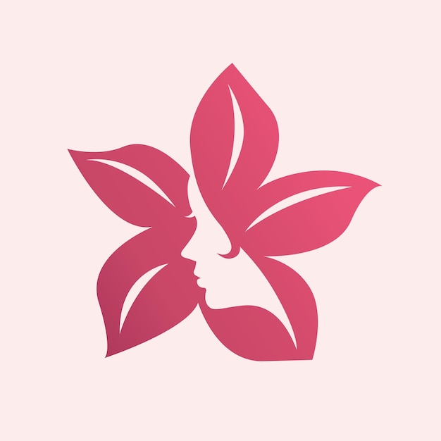 Femme silhouette logo coeur fleur isolé visage logo