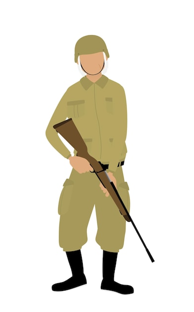 Vecteur femme soldat tenant un fusil de guerre ou de jeu sauvage