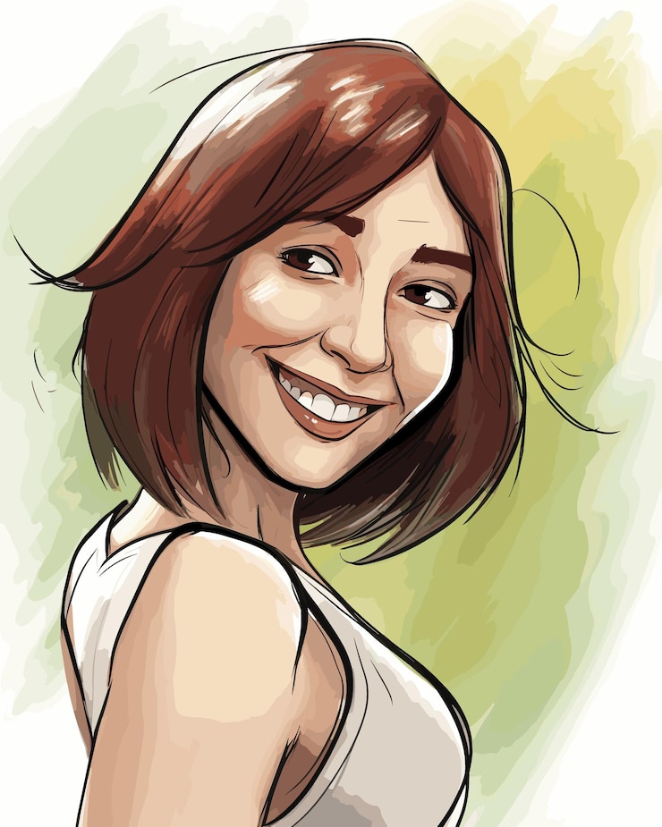Vecteur une femme avec un sourire sur le visage est souriante