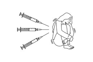 Femme stressée effrayée par les injections