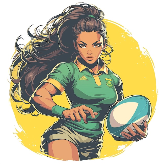 Une femme sud-africaine joue au rugby.