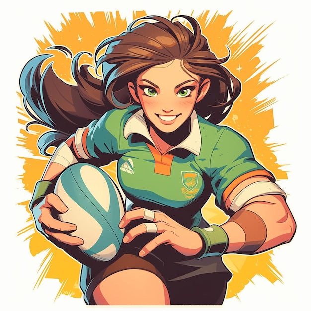 Une femme sud-africaine joue au rugby.