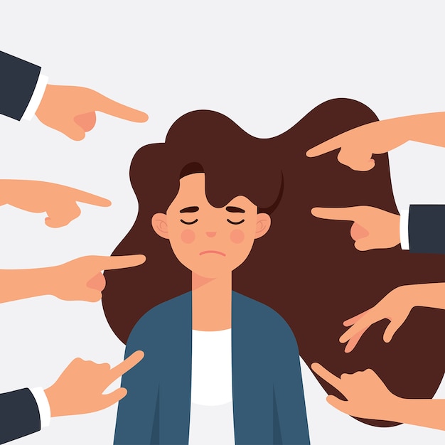 femme en tant que travailleur se faire intimider par ses collègues de bureau
