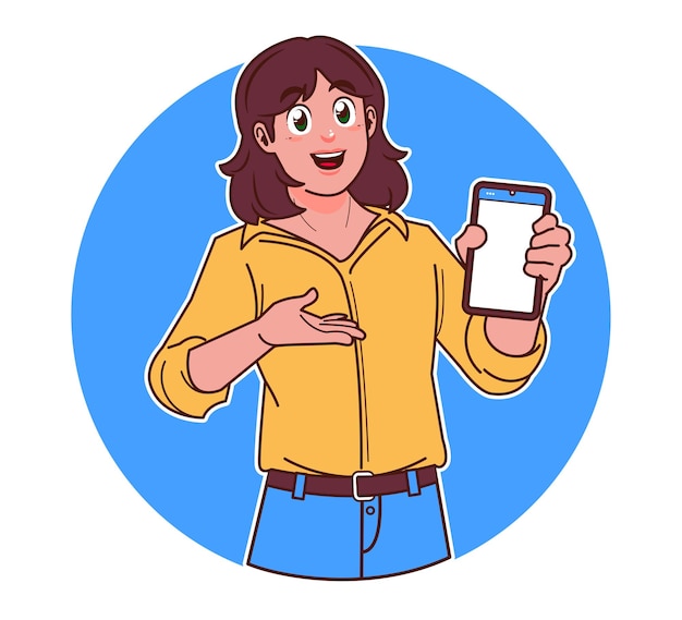Une femme tenant un smartphone