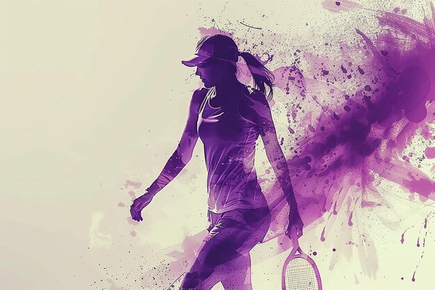 Vecteur la femme de tennis éclaboussée d'aquarelle