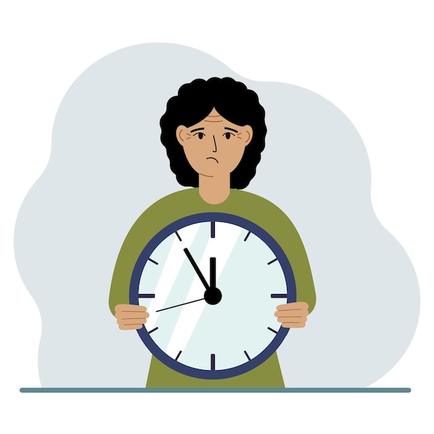 La Femme Tient Une Grande Horloge Dans Ses Mains Gestion Du Temps Organisation De La Planification Du Temps De Travail Date Limite D'affaires Effective