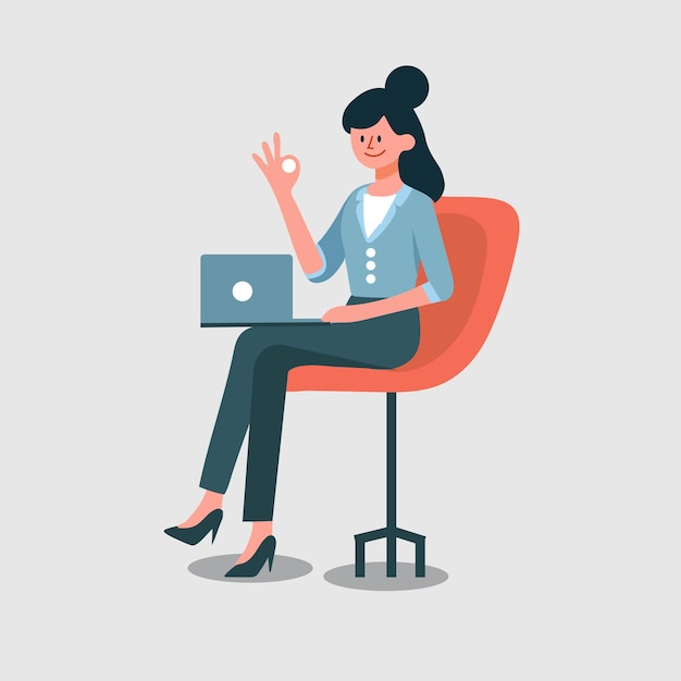 femme travaillant sur le bureau II illustrations vectoriel plat