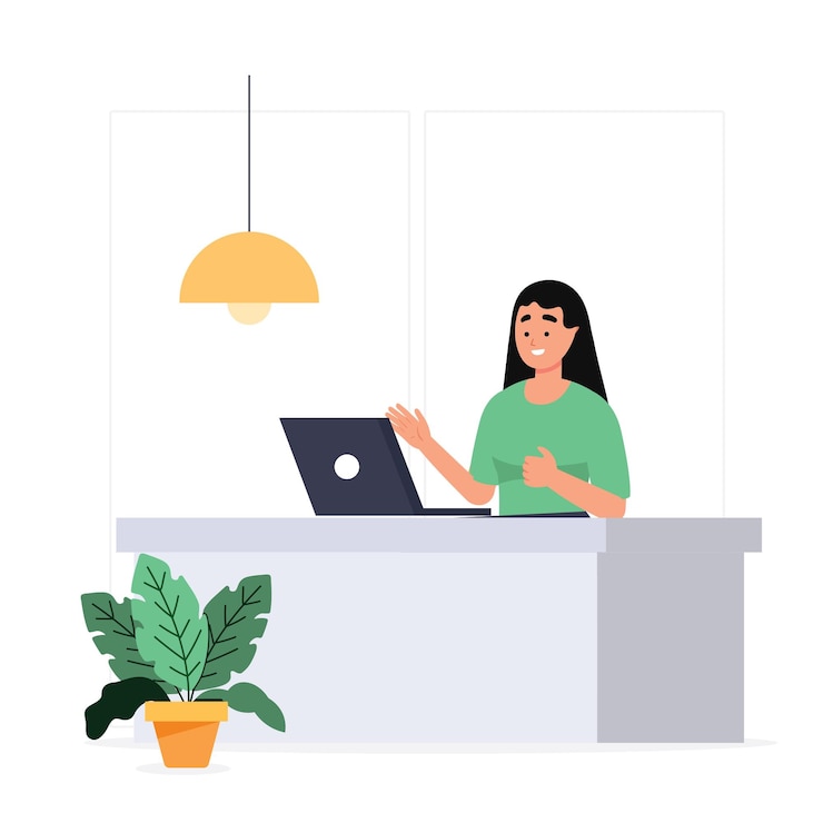 Vecteur femme travaillant à domicile