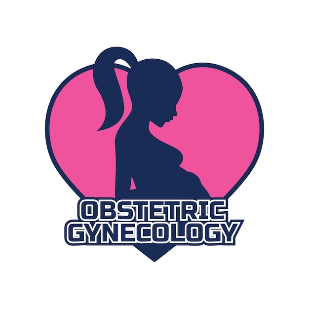 Vecteur une femme avec un ventre de femme enceinte logo pour un gynécologue obstétrical gynécologue