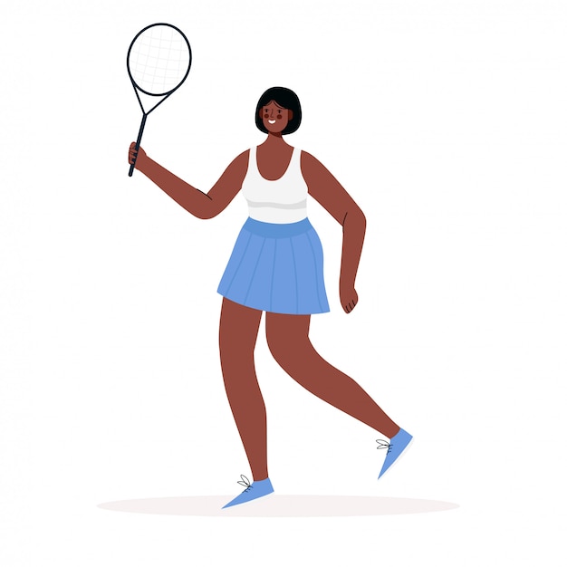 Vecteur femme vêtue de vêtements de sport jouant au tennis