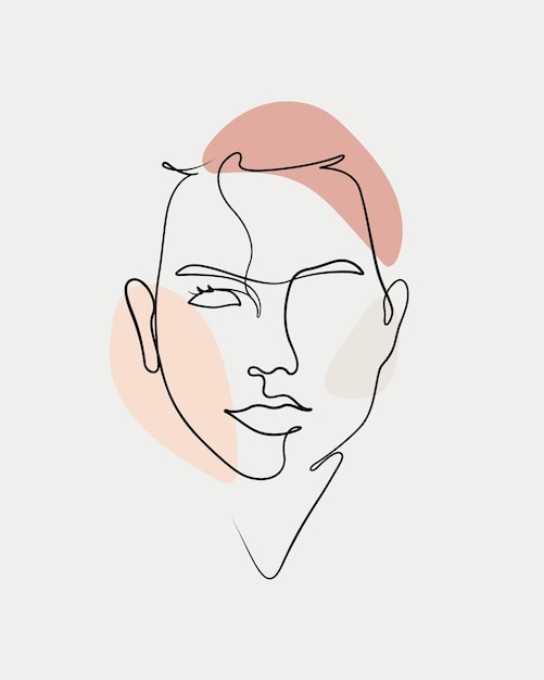 Vecteur femme visage dessin au trait s'épanouir illustration vectorielle